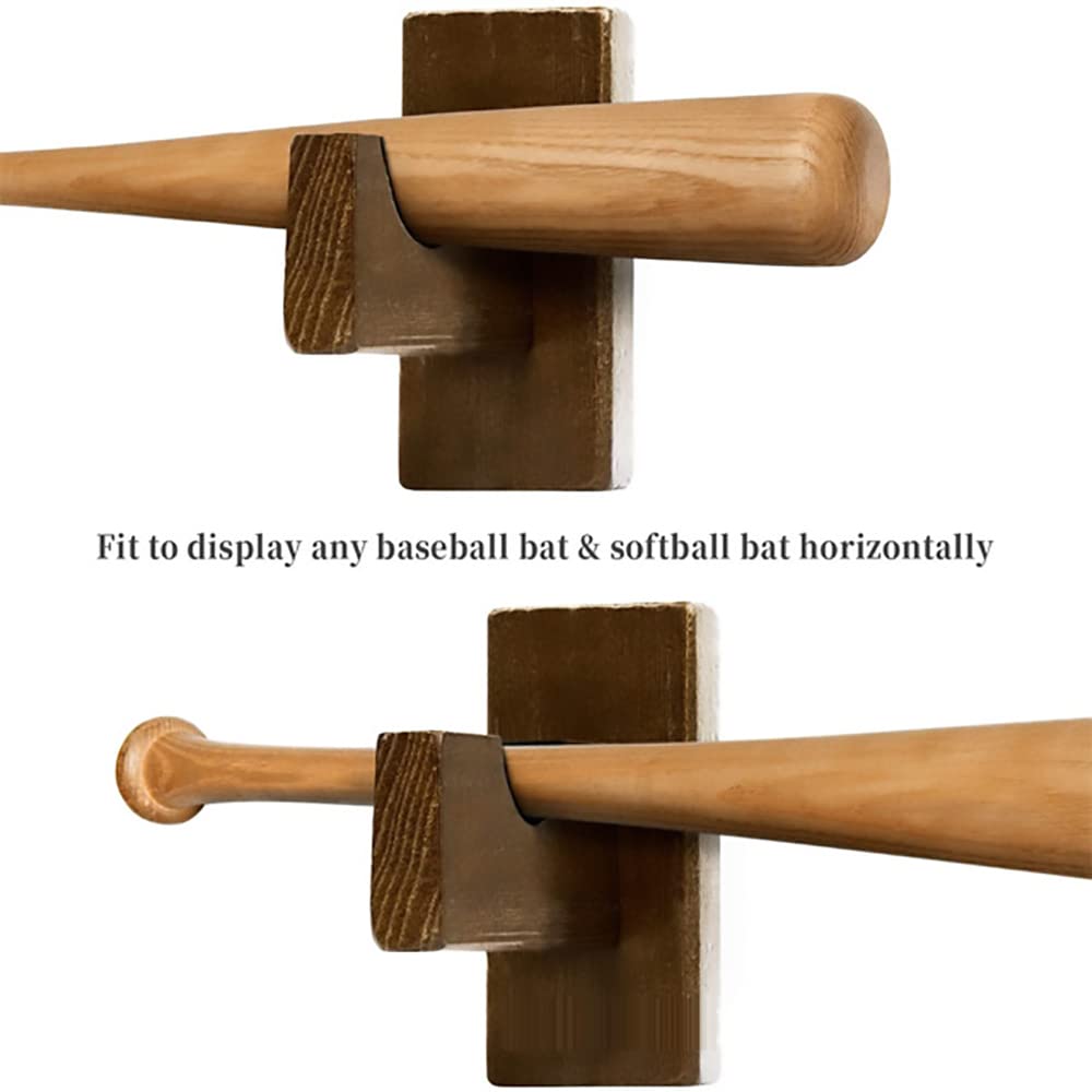 Support de Batte de Baseball, étagère en Bois Marron, Présentoir de Batte de Baseball Suspendu, Massif Fait à la Main, Base-Ball Support Mural pour avec Doublure en Feutre