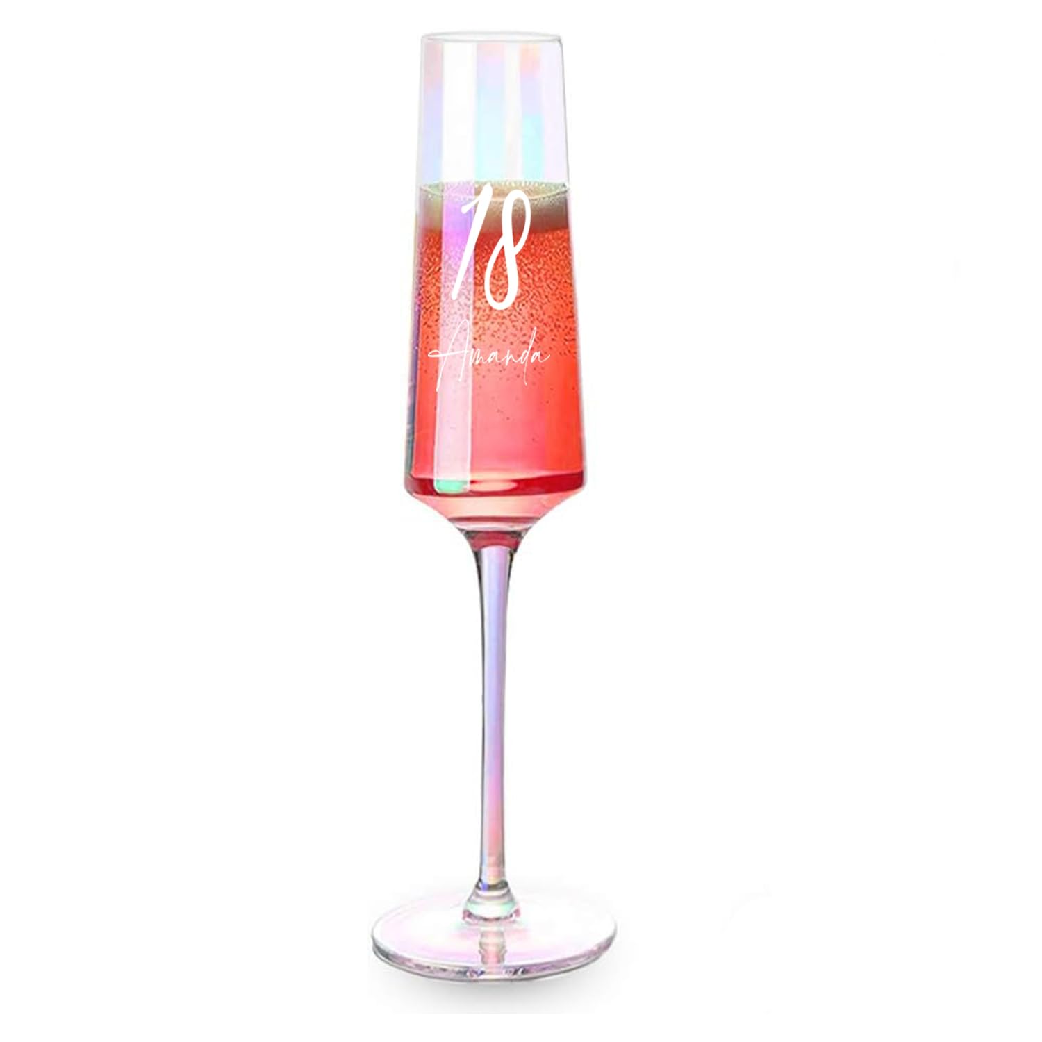 Personalised 18th Birthday Iridescent Champagne Prosecco Glass Gift