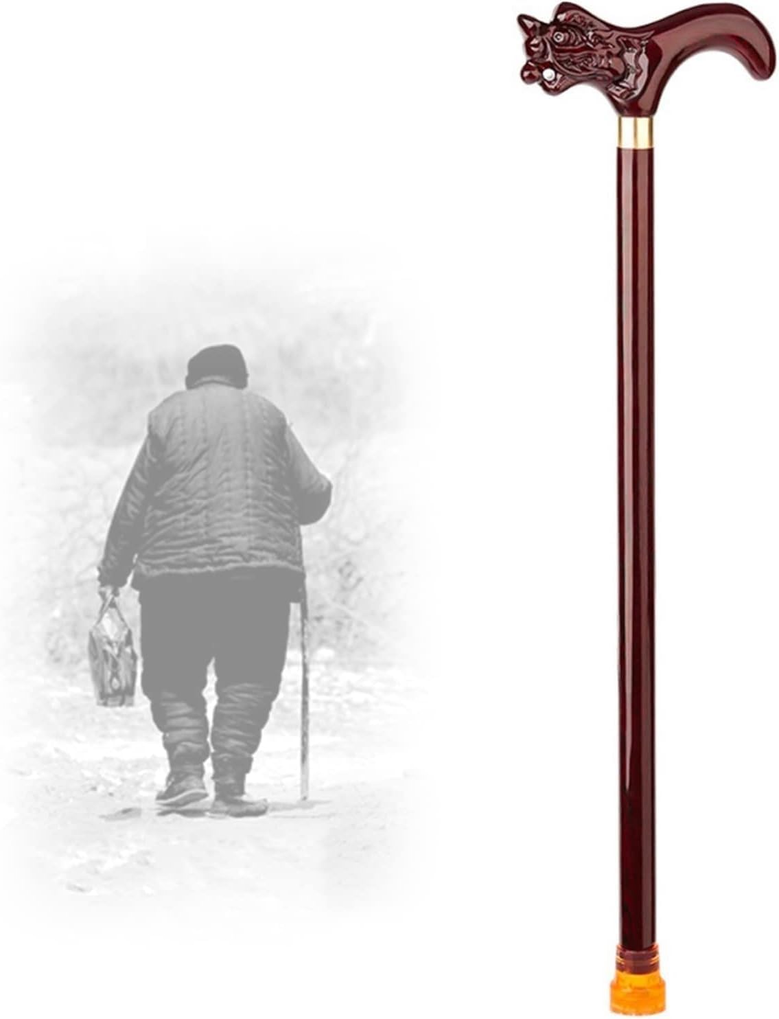Bastón para Personas Mayores, Antideslizante, Ligero, De Madera, con Agarre Cómodo Y Ayuda para La Movilidad para Hombres Y Mujeres., Brown, 85cm