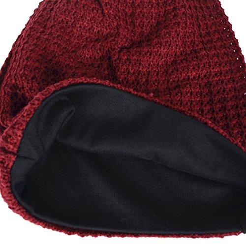 HISSHE Women\'s Slouchy Beanie Knit Beret Skull Cap Baggy Winter Summer Hat B08w (Solid Claret)