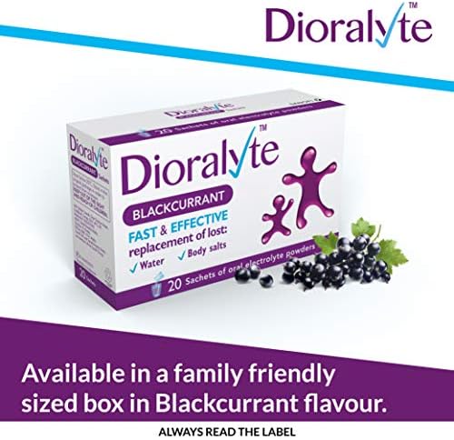 Dioralyte - Fast and Effective Supplement Treatment for Reducing Dehydration and Replacing Electrolytes (mineral salts) of Lost Body Water and Salts- Blackcurrant Flavour - 20 Sachets