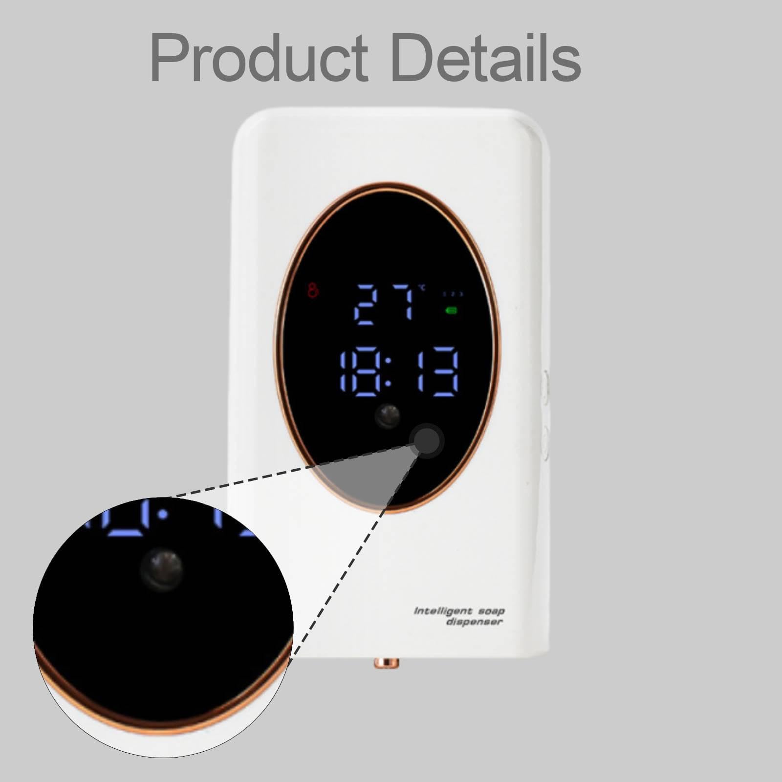 Dispensador Automático de Jabón con Depósito de 480 Ml, de Movimiento Infrarrojo, Montaje en Pared, PP, Ideal para Hogares, Baños Y Cocinas, Blanco, Individual