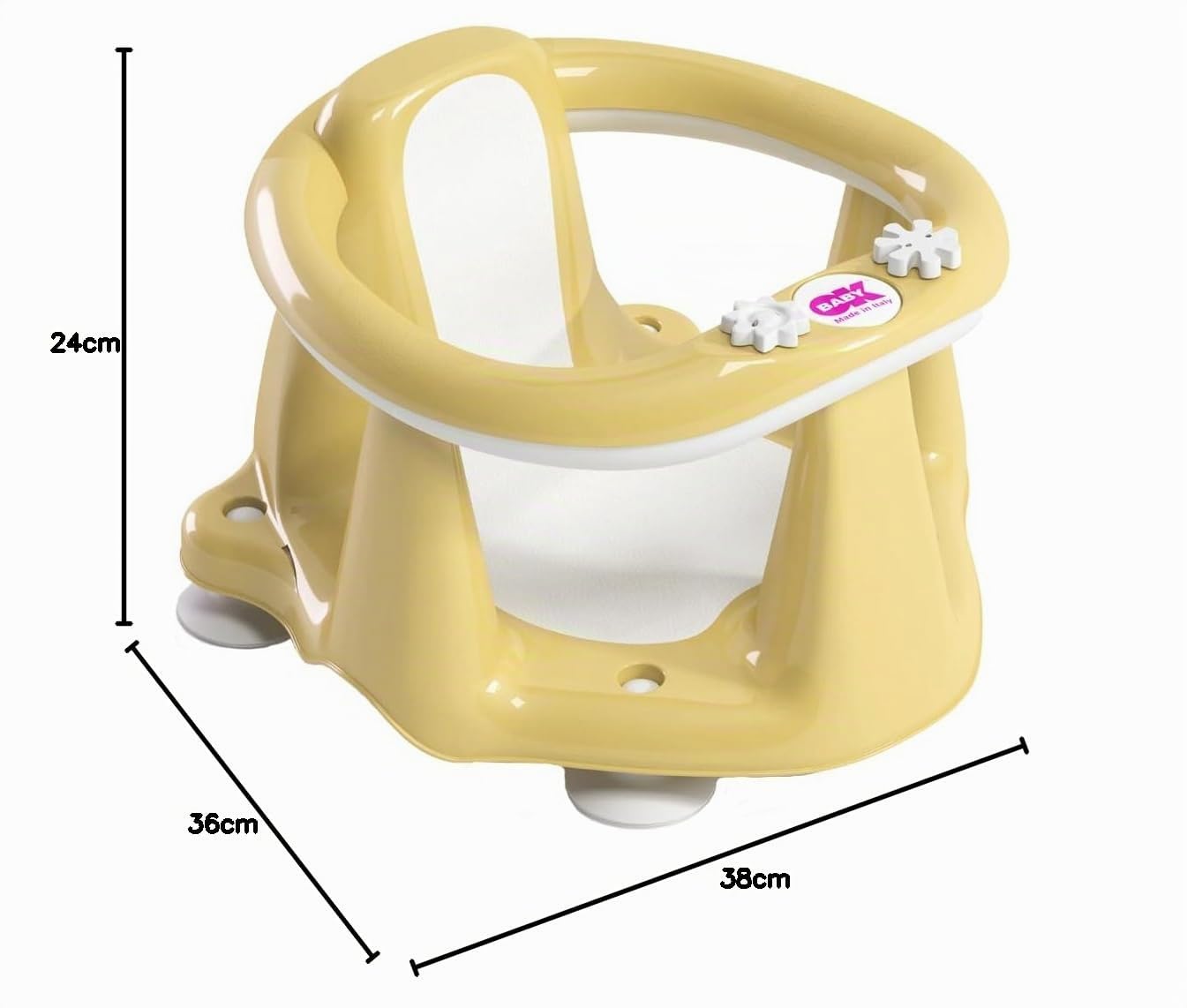 OKBABY Flipper Evolution - Seggiolino da Bagno, Anello con Seduta in Gomma Antiscivolo per il Bagnetto del Neonato 6-15 Mesi (13 kg) - Giallo