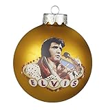 Kurt Adler Elvis Vegas Gold Glass Ball Ornament, 80mm
