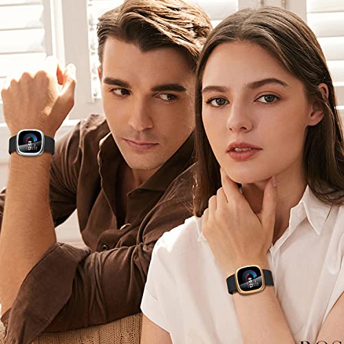 Image of [4-Pack] Suoman for Fitbit Sense 2 /Versa 4 Screen Protector Case, Full Around Electroplate Soft TPU Bumper Around Protective Case Cover for Fitbit Sense 2 /Versa 4 Smartwatch(Black+Black+Clear+Clear)