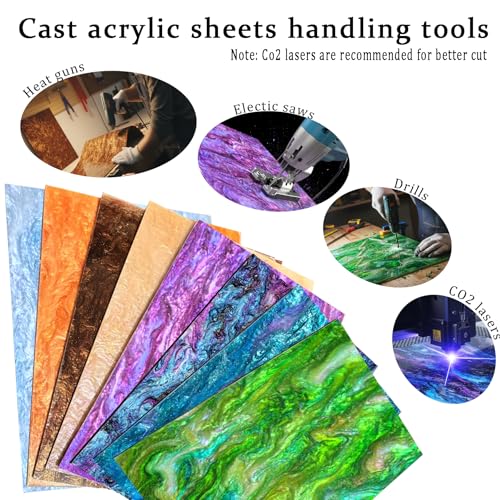 Image of Pearl Glitter Cast Acrylic Sheet 1 /8 Inch for Laser Cutting 12x8 Inch Sparkly Water Stream Pattern Acrylic for Laser Engraving, Crafts, DIY Projects (2, Mixed Color, 12x8 Inch)