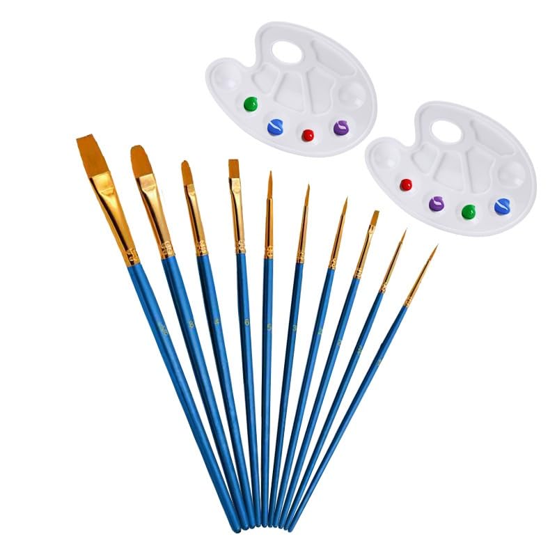 Set di 12 pennelli a guazzo in nylon per artisti, studenti (blu)