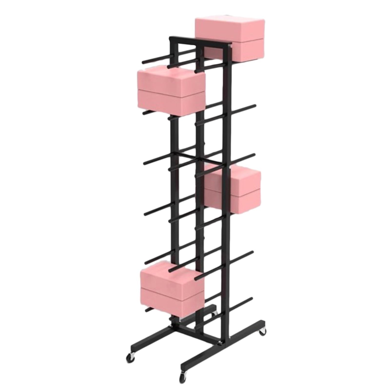 Soporte para Esterilla de Yoga, Soporte Extragrande para Bloques de Yoga con Ruedas, Soporte de Doble Cara para esterillas de Yoga y Rodillos de Espuma, Soporte Comercial de 6 Niveles, Color