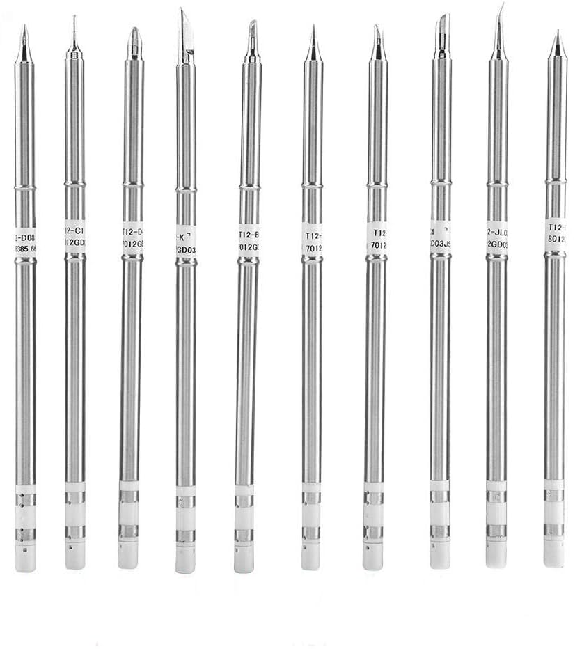 Image of Soldering Iron Tips,T12 Series 10 Types Soldering Iron Tip Set for FX-951 Soldering Station,Replacement Solder Tips Temperature Range 200℃~480℃ (T12-BC2 /D4 /JL02 /I /D08 /C1 /B /C4 /D24 /K)