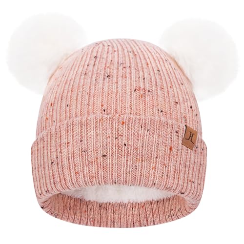 FZ FANTASTIC ZONE Toddler Kids Winter Hat Beanie Pompom Warm Fleece Baby Hats 0-6 12 Months 1 2 3 4 Year Old Girls Boys Gifts