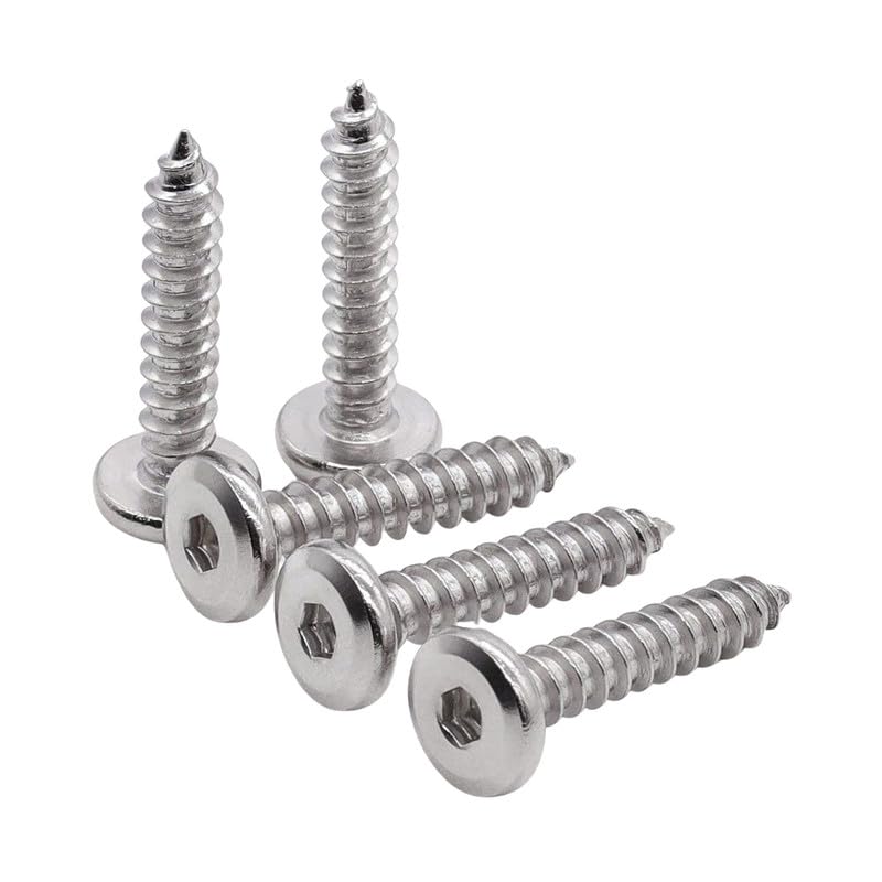 Image of Rely⇒VP INDUSTRIES (Pcs-25) M6.3x70 mm Allen JCB Head Self-Tapping Screw - Nickel Flat Head Furniture Bolt for Wood Boards, Cabinets, Cupboards & Chairs