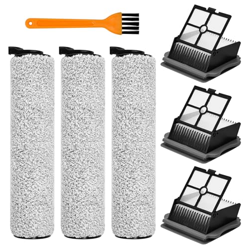 Kleemeiero 7 Recambios Compatibles con Tineco iFloor 3/Floor One S3-3 Rodillos de Limpieza + 3 Filtros HEPA Lavables + 1 Cepillo de Mantenimiento - Accesorios para Fregasuelos en Húmedo y Seco