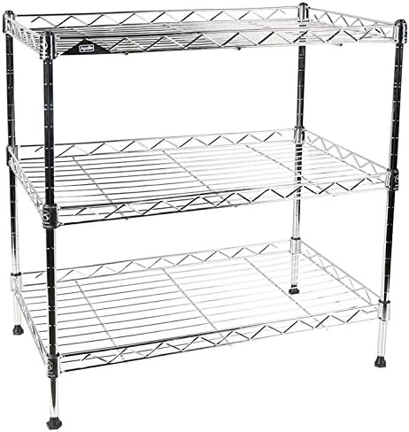 Apollo Hardware Chrome 3-Tier Wire Shelving Unit 20"x12"x20" with Shelf Liner