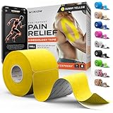 WINIOM Kinesiologie-Tape: unglaubliche Unterstützung für Sport und Erholung + gratis Verbandsanleitung - Vorgeschnitten 5 cm 40 cm (sonniges Gelb + gratis Verbandsanleitung, 1 Pack) 16,4