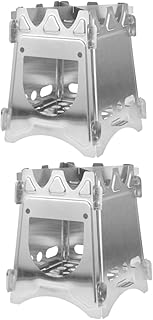 Garneck 2 Peças De Fogão A Lenha Externo Barraca Portátil Fogão De Acampamento Portátil Fogão De Arroz Suprimentos Para Churrasco Em Aço Inoxidável Fogão Dobrável Em Aço Inoxidável