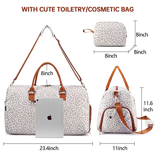 Image of Duffle Bag for Travel, Weekender Bag with Shoe Compartment, Carry On Overnight Bag for Women with Toiletry Bag, Gym Bag with Wet Pocket, Hospital Bags for Labor and Delivery Beige, Desert Leopard