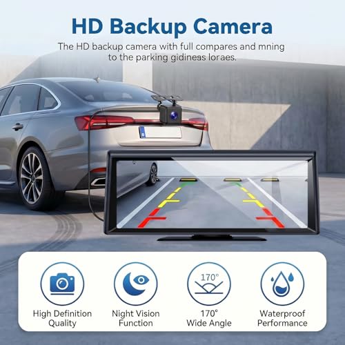 Image of 8.1 inch Wireless CarPlay Screen with 2K Dash Cam & 1080P Backup Camera | Wireless CarPlay /Android Auto,Voice Control, Split Display, GPS & Mirror Link, Easy Plug-and-Play Install