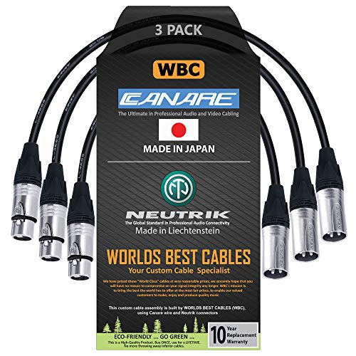 Amazon.com: WORLDS BEST CABLES: Canare L-4E6S - Neutrik Silver XLR
