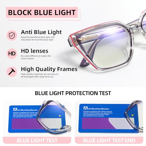 Image of JOLLYNOVA Blue Light Blocking Glasses Women TR90 Fashion Gradient Eyeglasses Frame Anti UV Glare Oversized Computer Glasses