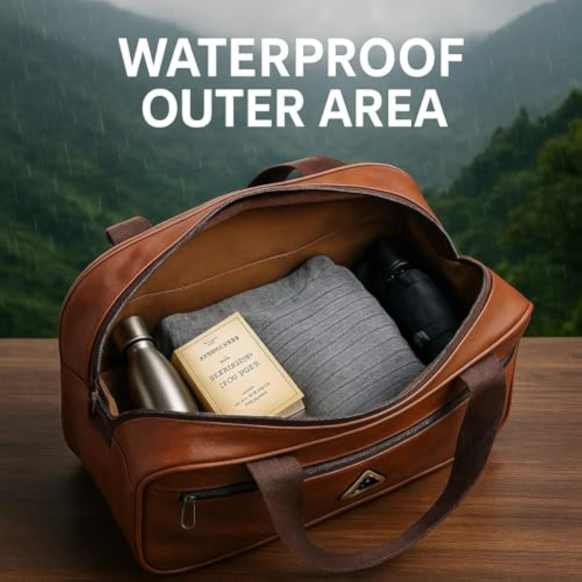Mophonics PU Leather Waterproof Travel Bag, Brown