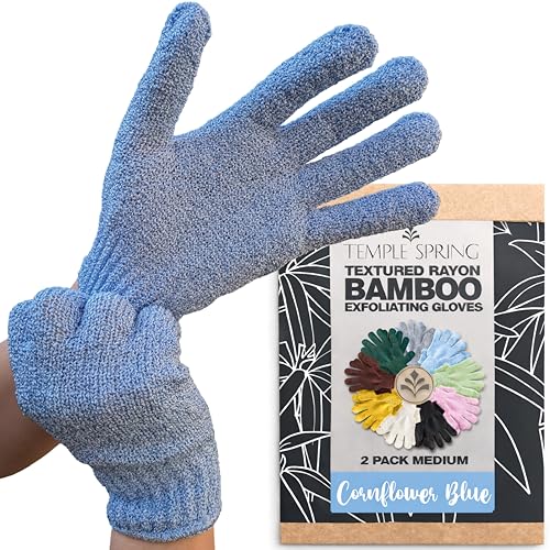 Temple Spring Gant Exfoliant Corps en Bambou, Gant Gommage Corps, Loofah Éponge Douche, Body Scrub Exfoliating Glove, Luffa Éponge Bain, Premium Exfoliating...