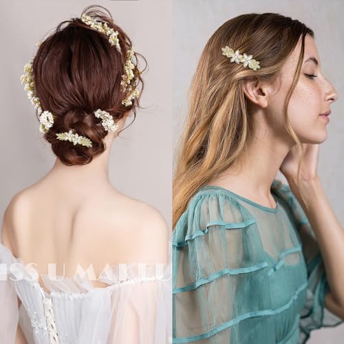 AMCAMI 2PCS Pinzas de Pelo Doradas, Hebillas de Pelo con Pedrería para Mujer, Accesorios de Pelo Elegantes para Boda y Eventos miniatura 5