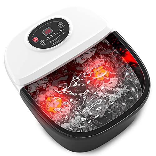 Image of RIGHTMELL Foot Bath Spa with Heat, Pedicure Massager Foot Soaking Tub-Bubbles Pumice Stone Digital Temperature Control Red Light with Ergonomic Massage Rollers