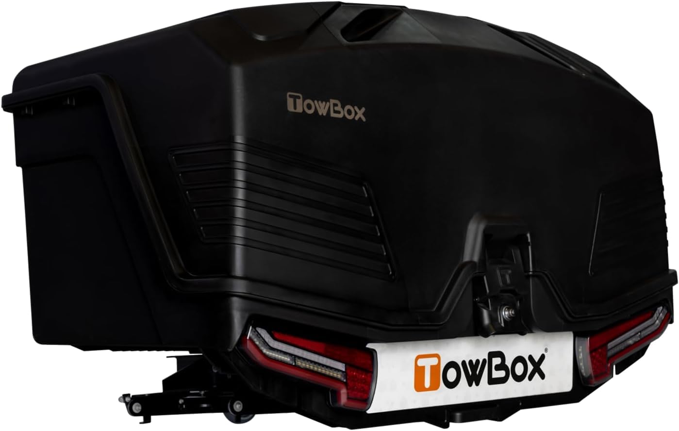 rameder. TowBox V5 Gepäckbox für Anhängerkupplung | 58kg Zuladung | 330 Liter | schwarz | Transportbox | Gepäckträger | Heckbox | abschließbar, schwenkbar, aerodynamisch – ideal für Reisen, Outdoor