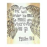 AMERICAN LUXURY GIFTS Angel Christian Wall Decor Print, Handmade Bible Verse Inspirational Wall Art, Faith Gift For Living Room, Office, Church, or Room Decor, Unframed - 8x10