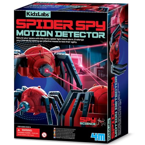 4M KidzLabs Araignée Espion, Kit Scientifique avec Détecteur de Mouvement, Jeu Éducatif avec Rayons Lumineux et Lumières LED, 8+ Ans