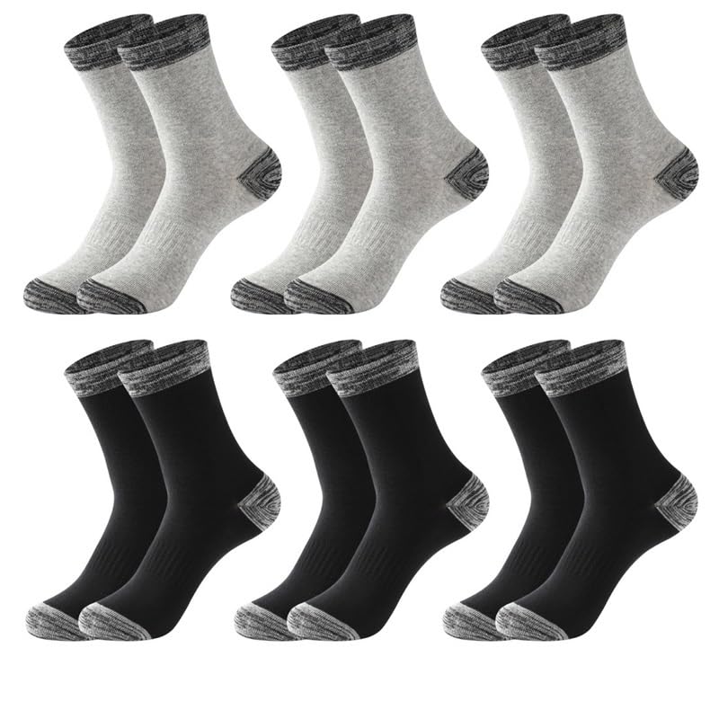 Calzini in cotone da uomo Calzini da uomo 6 paia Calzini da corsa casual Calzini sportivi neri Calzini lunghi da uomo bianchi Taglie forti EU 38-48 ( Color : 3 gray 3 black , Size : EU 38-45 )