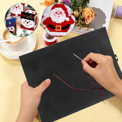 Image of LANIAKEA 30PCS Plastic Mesh Canvas Sheets, 10.23x13 Inch Plastic Mesh Sheets for Crafts, Black Plastic Canvas and Embroidery Tools for Embroidery Crafting Knit