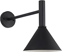 Vista 4 de Lámpara de granero de cuello de cisne negro satinado de 19 pulgadas con brazo de extensión largo de 15 pulgadas, aplique de pared de granja