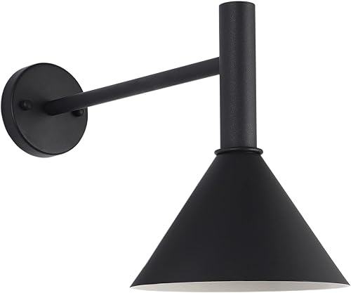 Miniatura 4 de Lámpara de granero de cuello de cisne negro satinado de 19 pulgadas con brazo de extensión largo de 15 pulgadas, aplique de pared de granja,