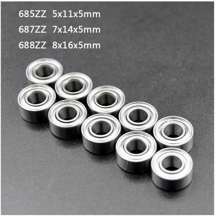 Bearings, 10pcs Ball Bearings 683ZZ 684ZZ 685ZZ 687ZZ 688ZZ Deep Groove Miniature Bearings For Skateboard Scooter 3D Printers Bearings (687ZZ 7x14x5mm),High Hardness and Toughness(683ZZ 3x7x3mm)