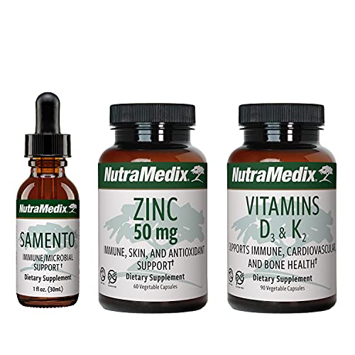 Nutramedix Immune Set - 3-Piece Kit With Cat’s Claw, Zinc & Vitamins D3K2 For Immune, Microbial, Gastrointestinal, Cardiovascular & General Wellness Support - Liquid Drops & Capsules #TOP19