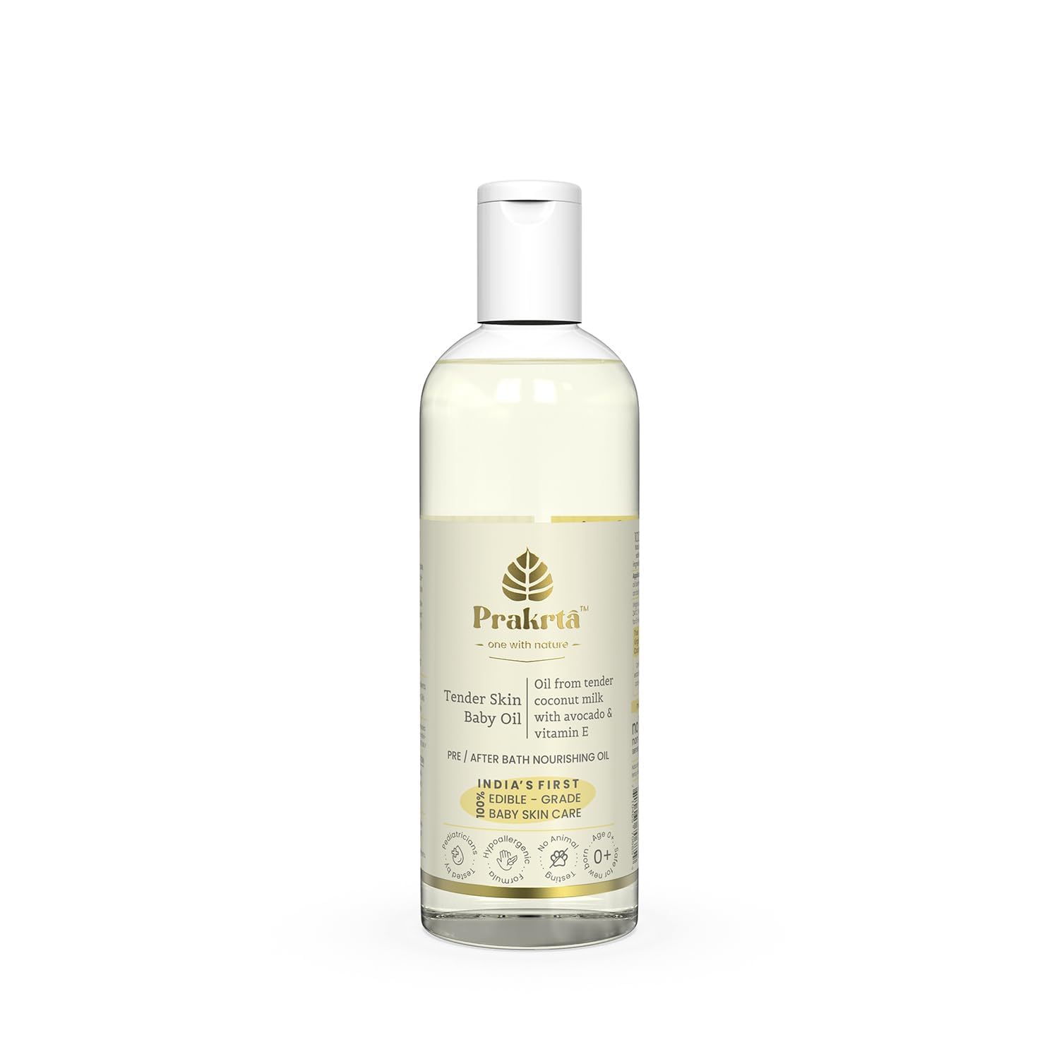 Prakrta Tender Skin Baby Oil - Virgin Coconut Oil With Vitamin E & Avocado Extract For Soothing Dry Skin| Flip Top Cap (Without Pump)-image-10