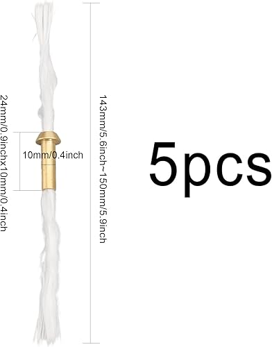 Miniatura 2 de CHGCRAFT 5 mechas de repuesto de fibra de vidrio con soporte de tubo de latón para lámpara de aceite y quemador de alcohol, color blanco