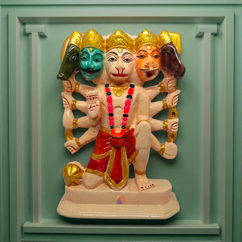 Image of Hanuman murti - Hanuman Idol for Home Decor & Office - Panchmukhi Hanuman - (22 cm) (Skin Color)