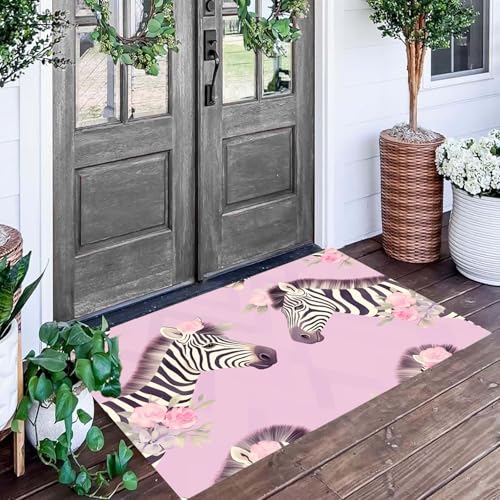Zèbre Couronne Tapis d'entrée Résistant Lavable 90x150cm