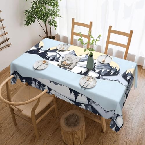 DLXW Nappe rectangulaire imperméable en polyester Motif Montagnes enneigées Blanc 137,2 x 182,9 cm