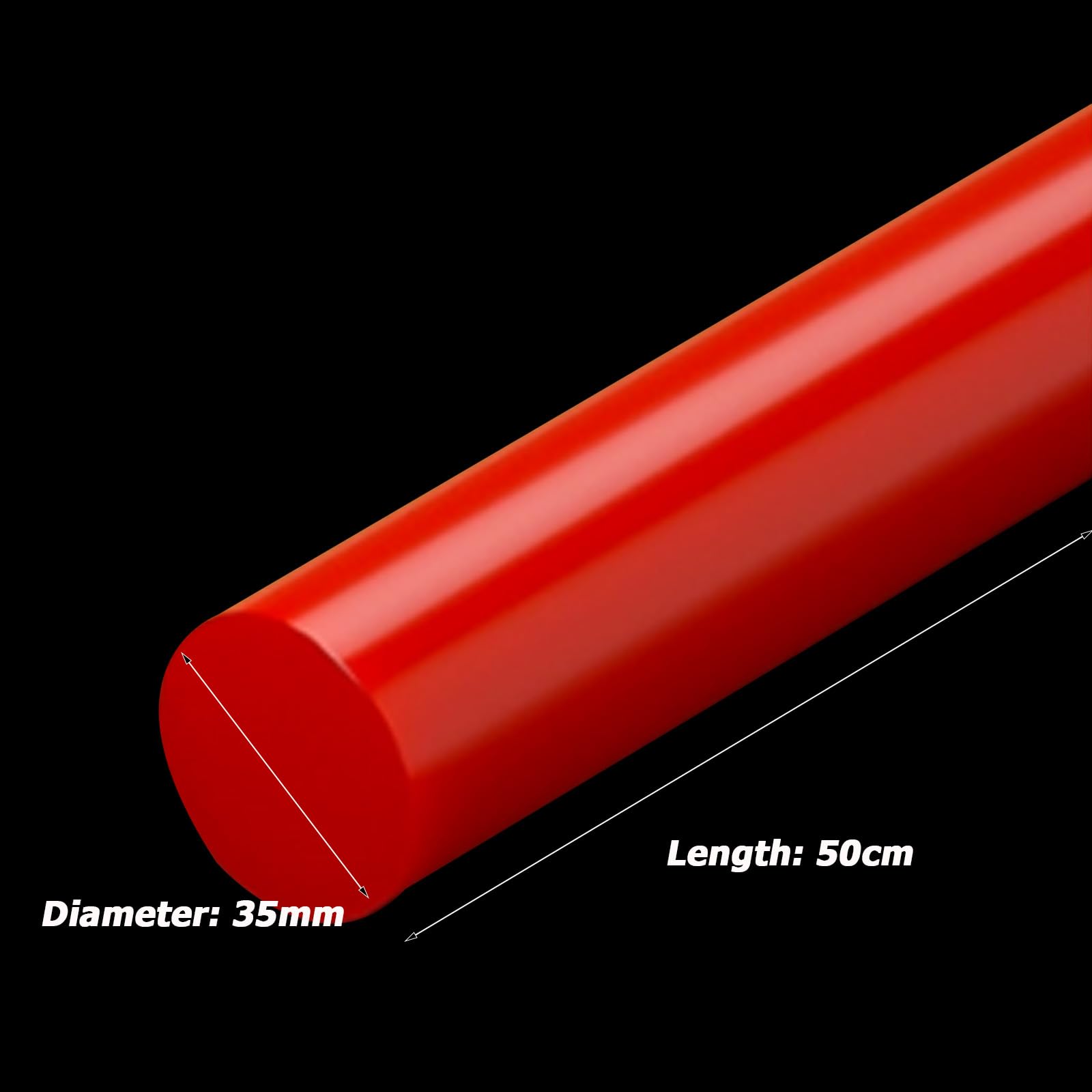 Tige solide en polyuréthane haute résistance, barre découpable for atelier et ingénierie, rouge(35mm*50cm)