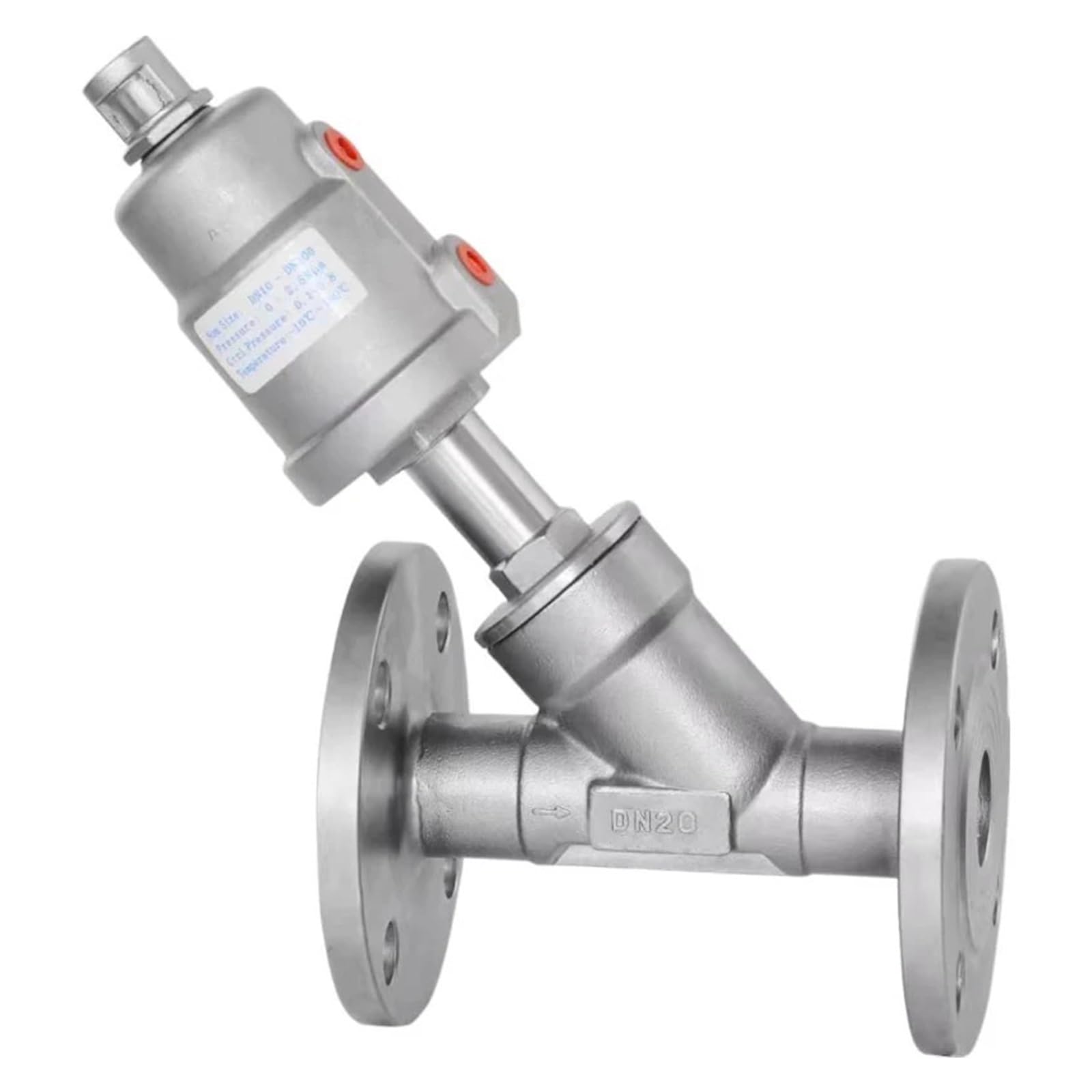 HYUJNAFZR 1PCS DN20 stainless steel flange pneumatic angle seat valve normally closed pneumatic valve for steam light oil