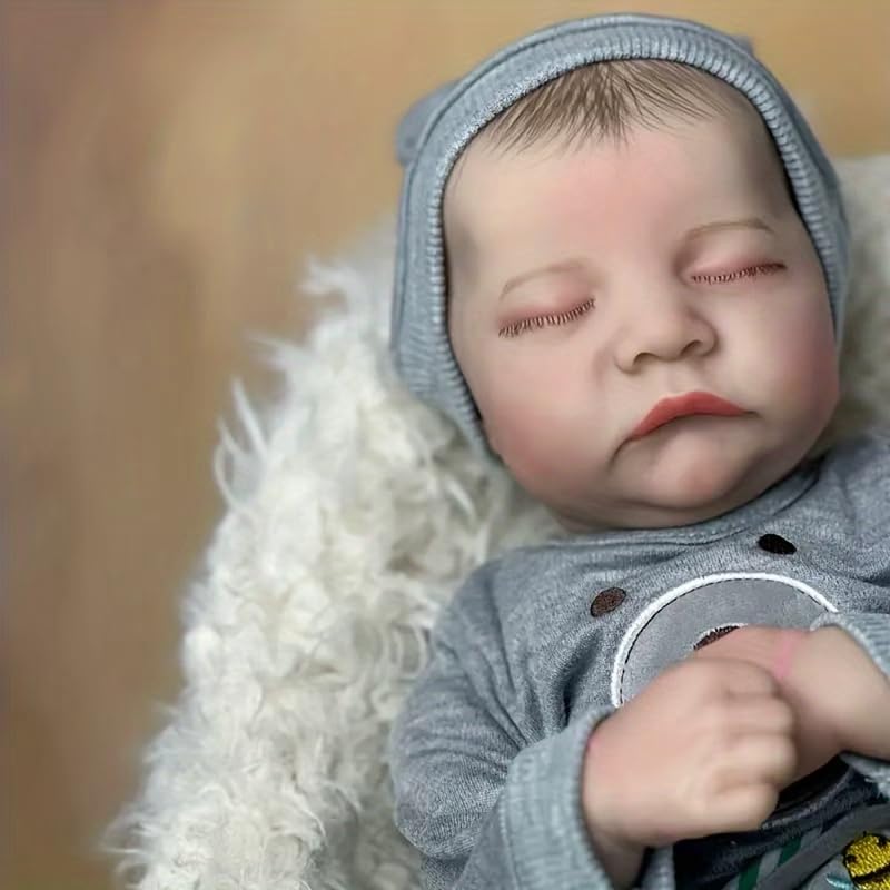 JUYOUYI Reborn Baby Dolls, 18 Inch Lifelike Sleeping Girl Doll Vinyl Full Body, Realistic Newborn Baby Doll for Kids Age 3+ (Levi.Q) - Image 4