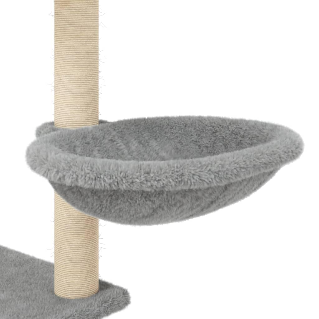 Árbol rascador de 153 cm con cueva, color gris claro | Torre para gatos de varios pisos con cueva, hueco para tumbarse y rampa de juego para el salón, estable y versátil.
