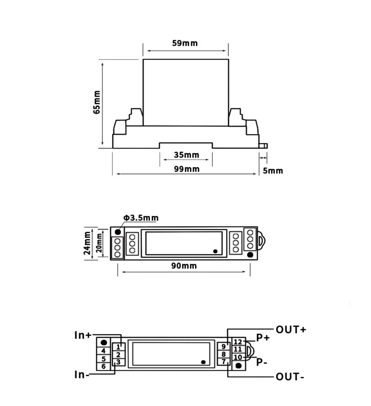 Nadajnik monitorujący sygnał prądu AC 5A Hall Dystrybutor 4-20 mA(Ac010a Input,420mA)