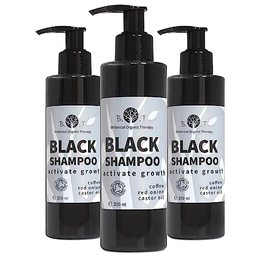 B.O.T cosmetic & wellness - Champú Estimulador Capilar para Cabello Graso | Antigrasa | Fomenta Crecimiento | Anticaída | Anticaspa | Ética y Sostenibilidad, Negro, 3x 200 ml
