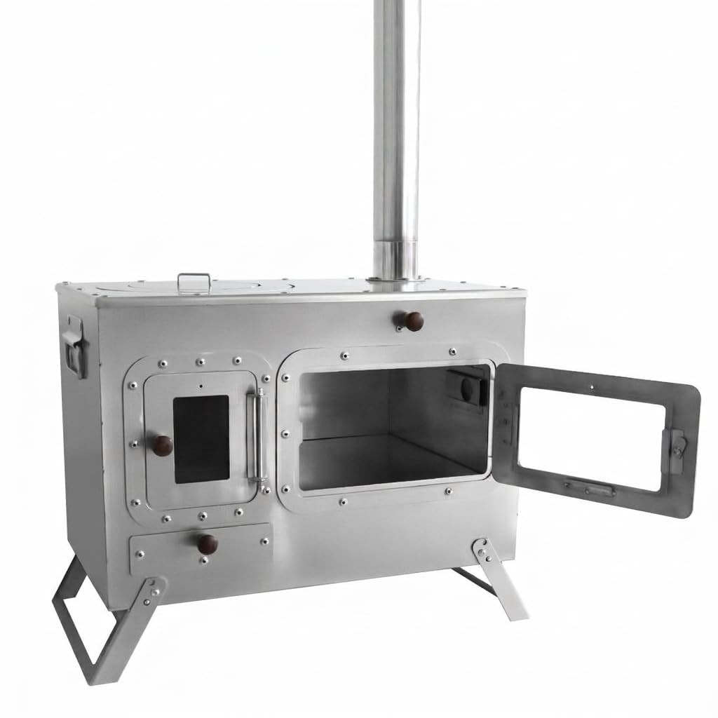 Fornello da Campeggio Pieghevole e Stufa da Esterno con Forno, Cucina Portatile per 3-5 Persone