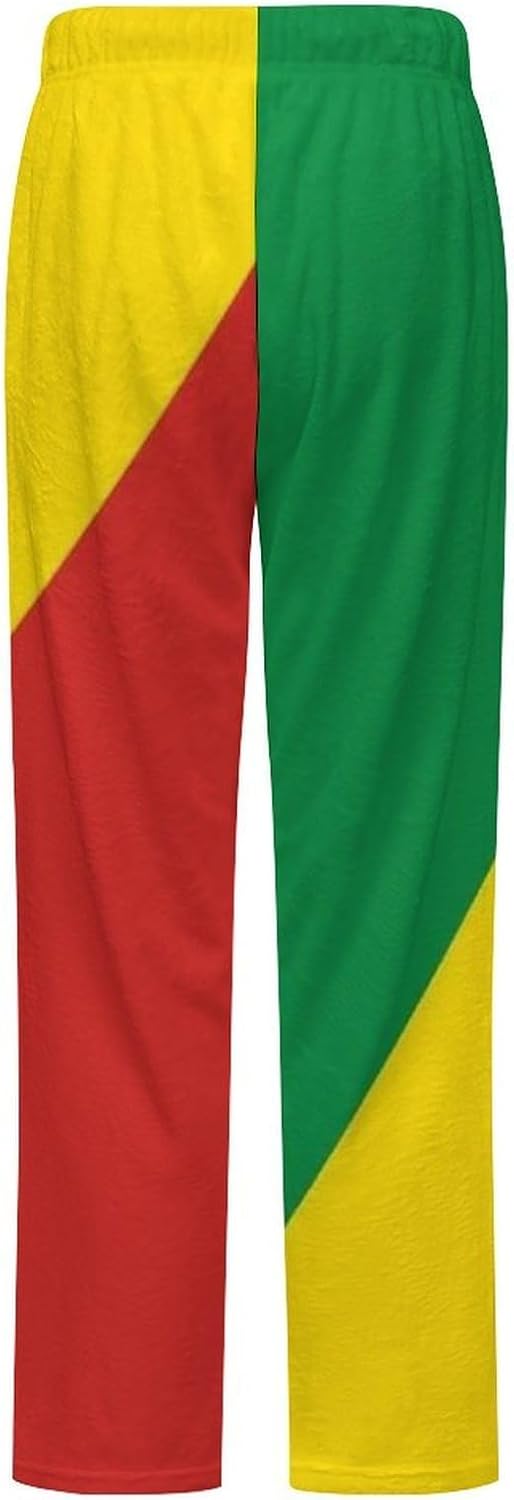 Novelty Mens Women Pyjama Pants Soft Flannel Sleep & Lounge Pants, Pj Bottoms With Republic Of Congo Flag Prin