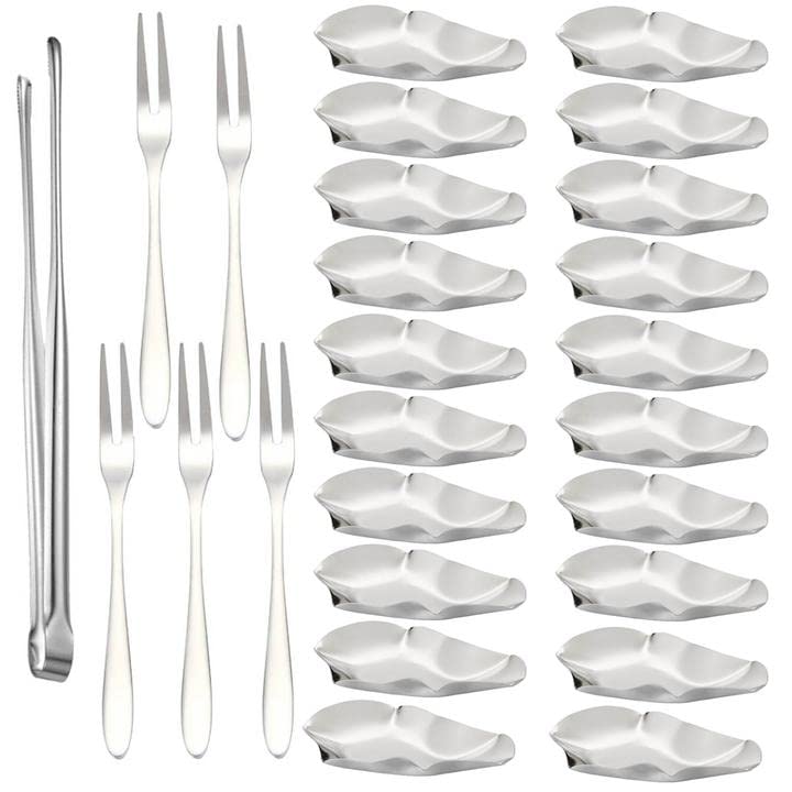 20 Pcs Oyster Shells Stainless Steel Reusable, Large Oyster Grilling Pan,Metal Oyster Baking Dish Oyster Shells for Cooking Silver Oyster Grilling Shells Kitchen Oyster Dish for Seafood Clam Scallop